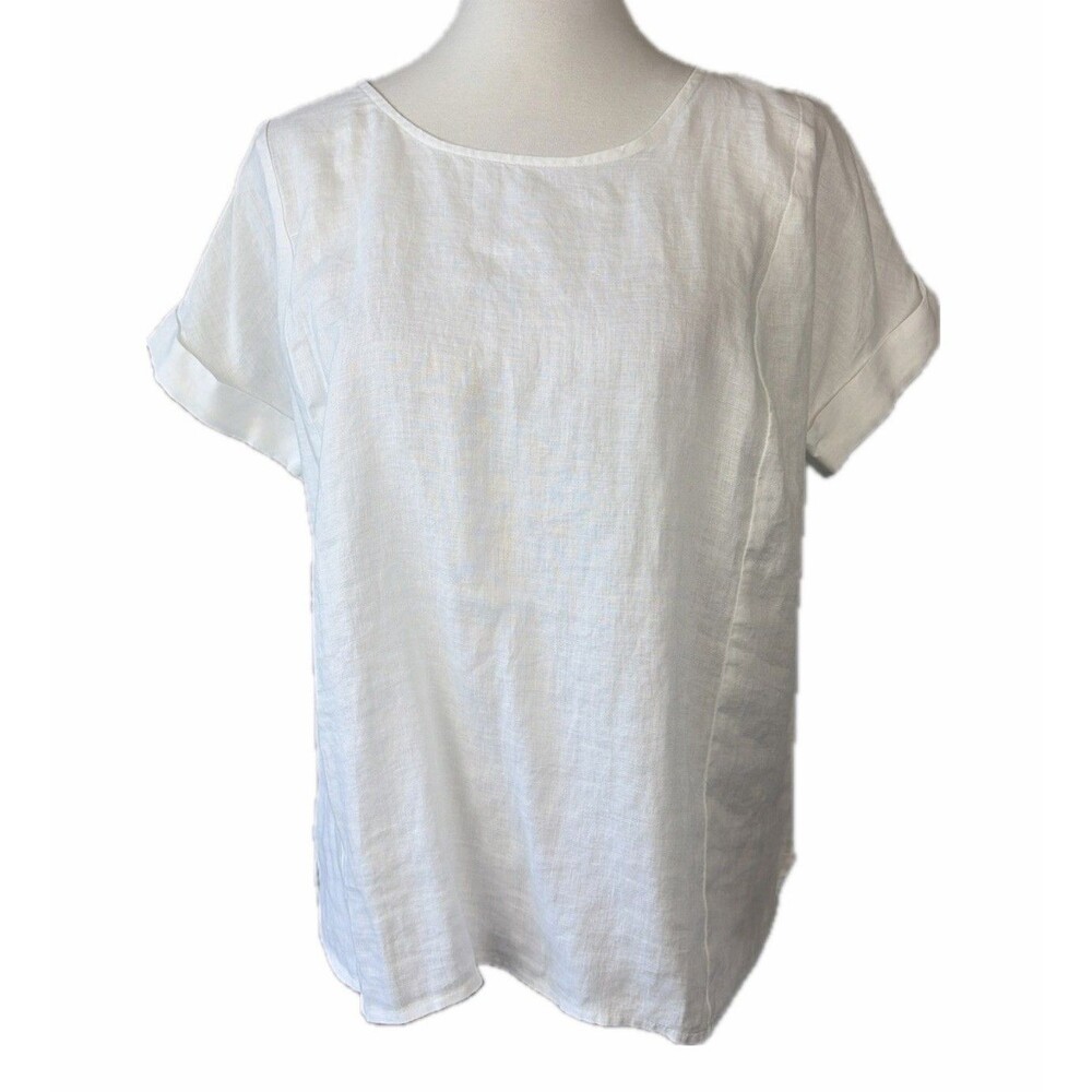 Pure Jill J Jill Linen Boxy Top Size XS Short Sleeve Coastal Beachy Minimalist
